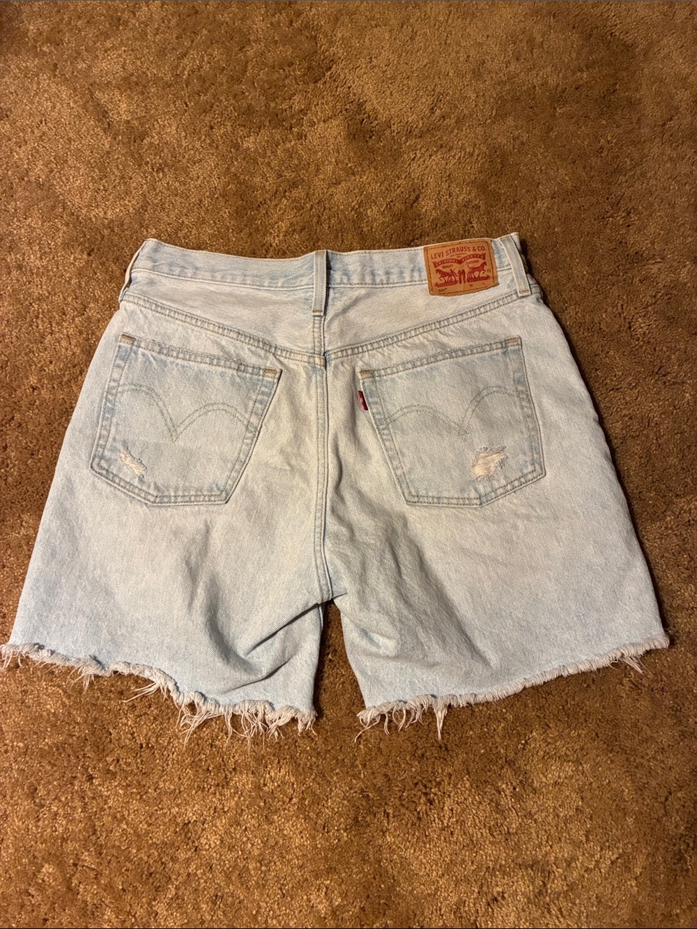Levi's Light Blue High-Waist Cutoff Denim Shorts perfect mom jean shorts
